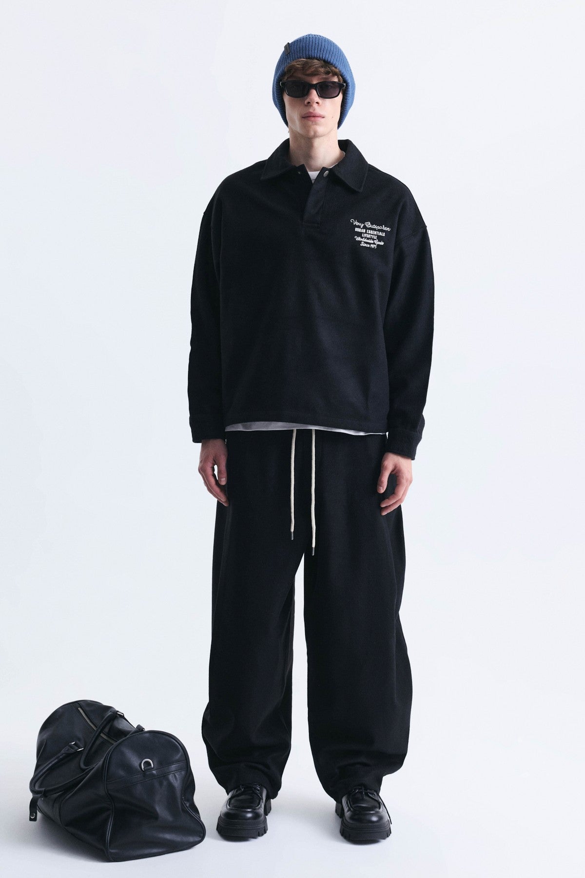 Boxy Fit Polo-Neck Sweatshirt