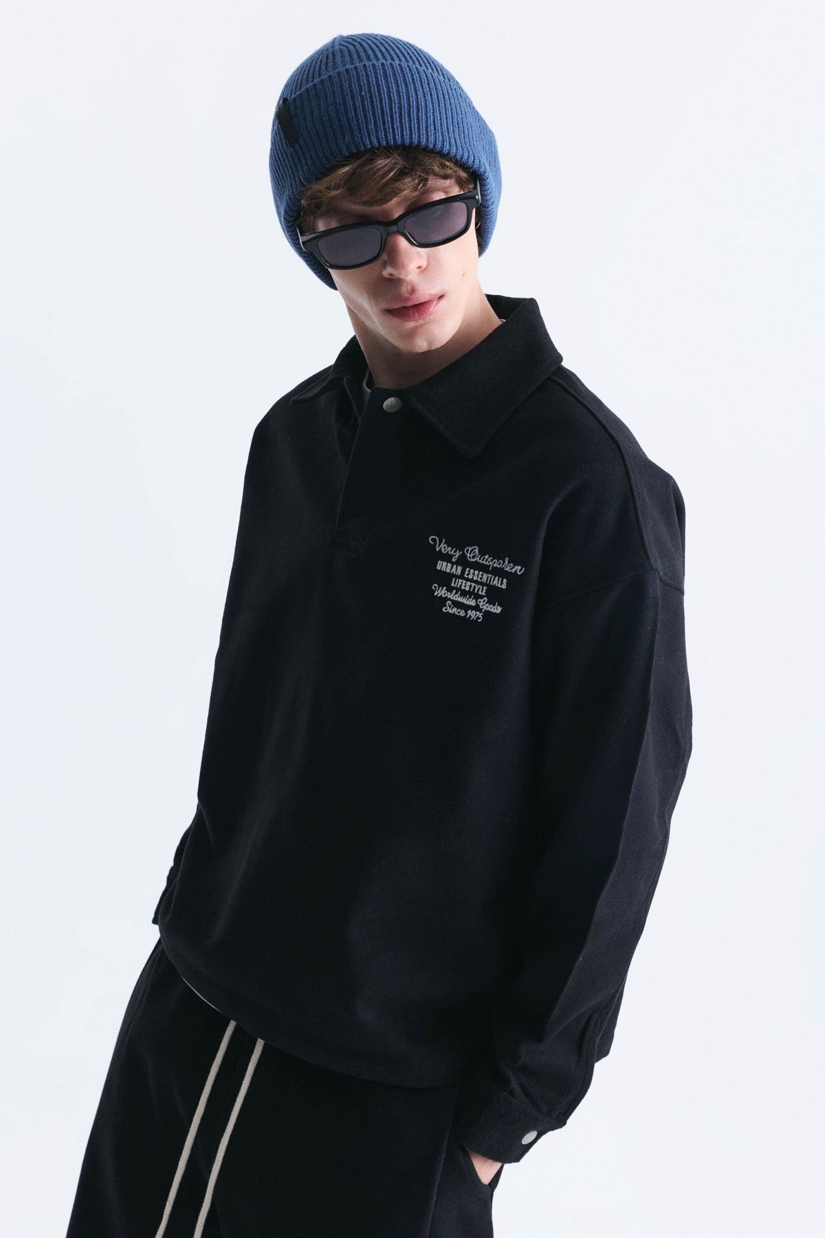 Boxy Fit Polo-Neck Sweatshirt