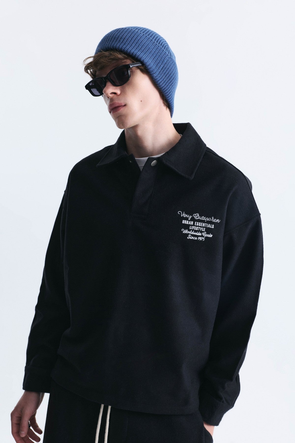 Boxy Fit Polo-Neck Sweatshirt