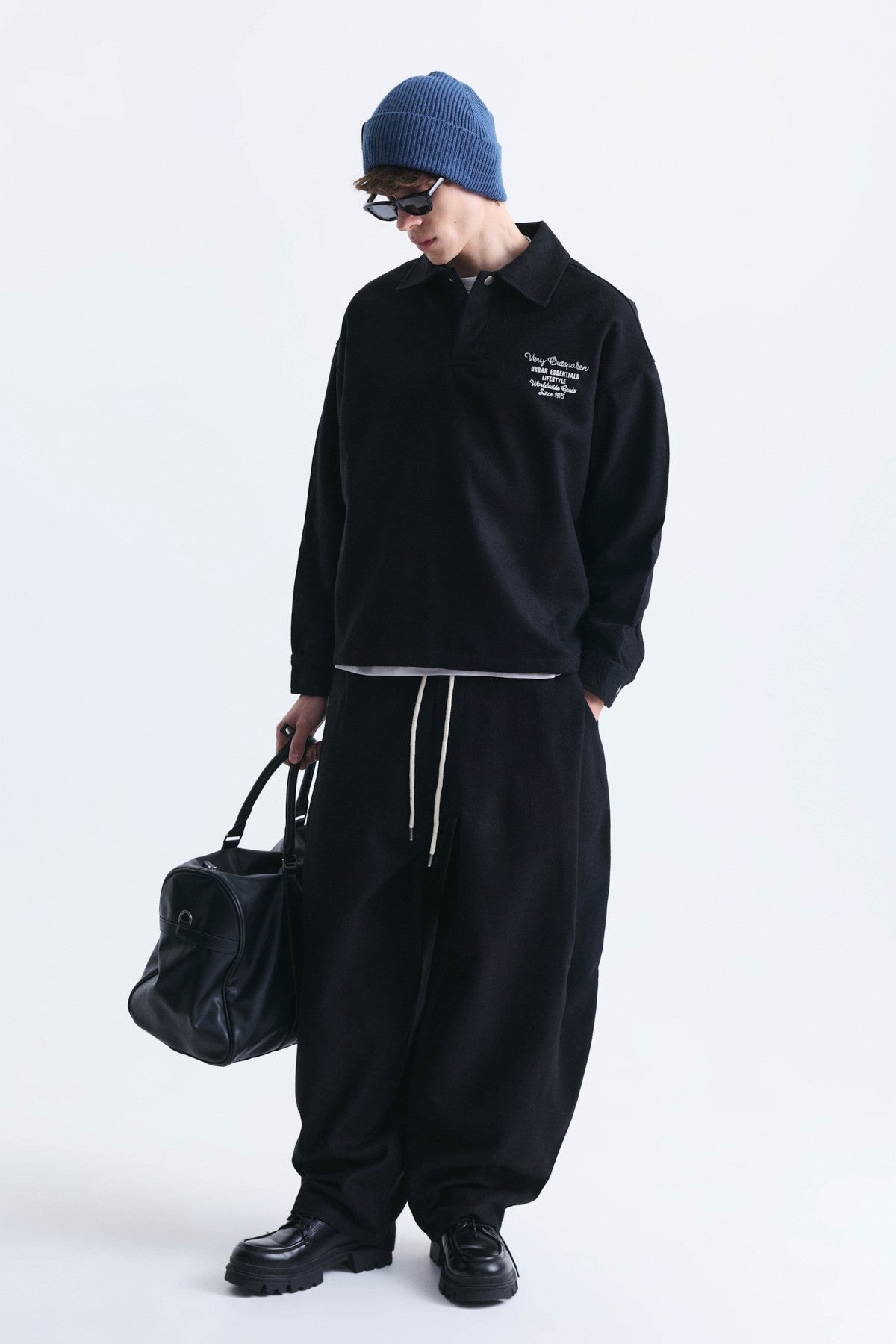 Boxy Fit Polo-Neck Sweatshirt