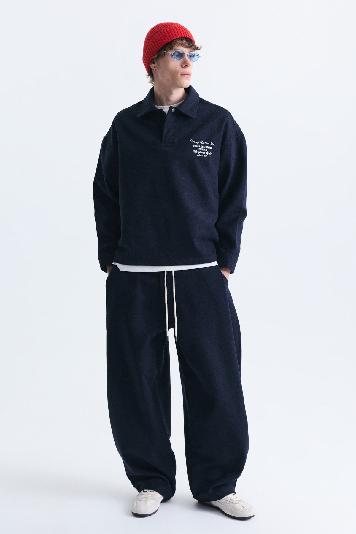 Boxy Fit Polo-Neck Sweatshirt