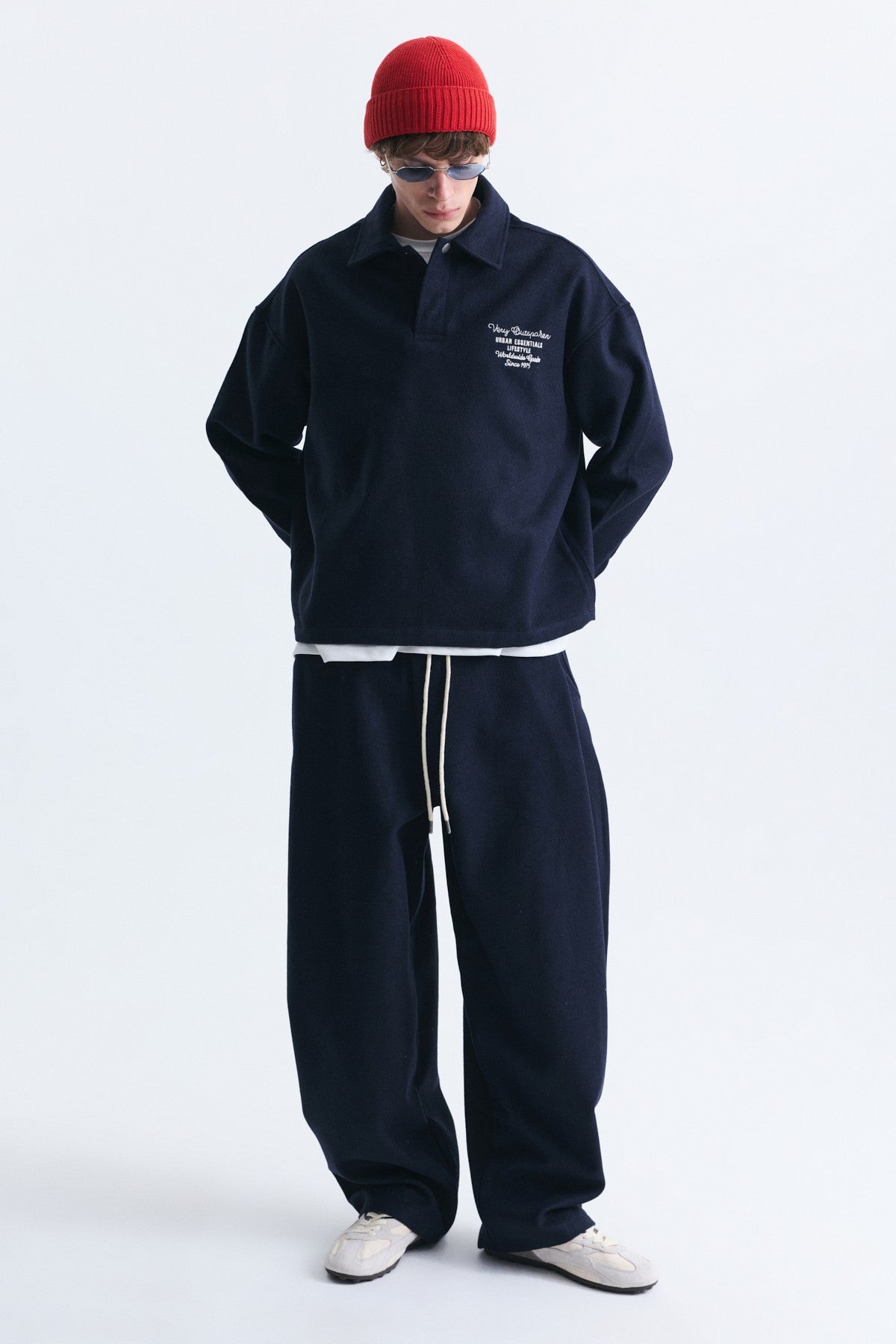 Boxy Fit Polo-Neck Sweatshirt