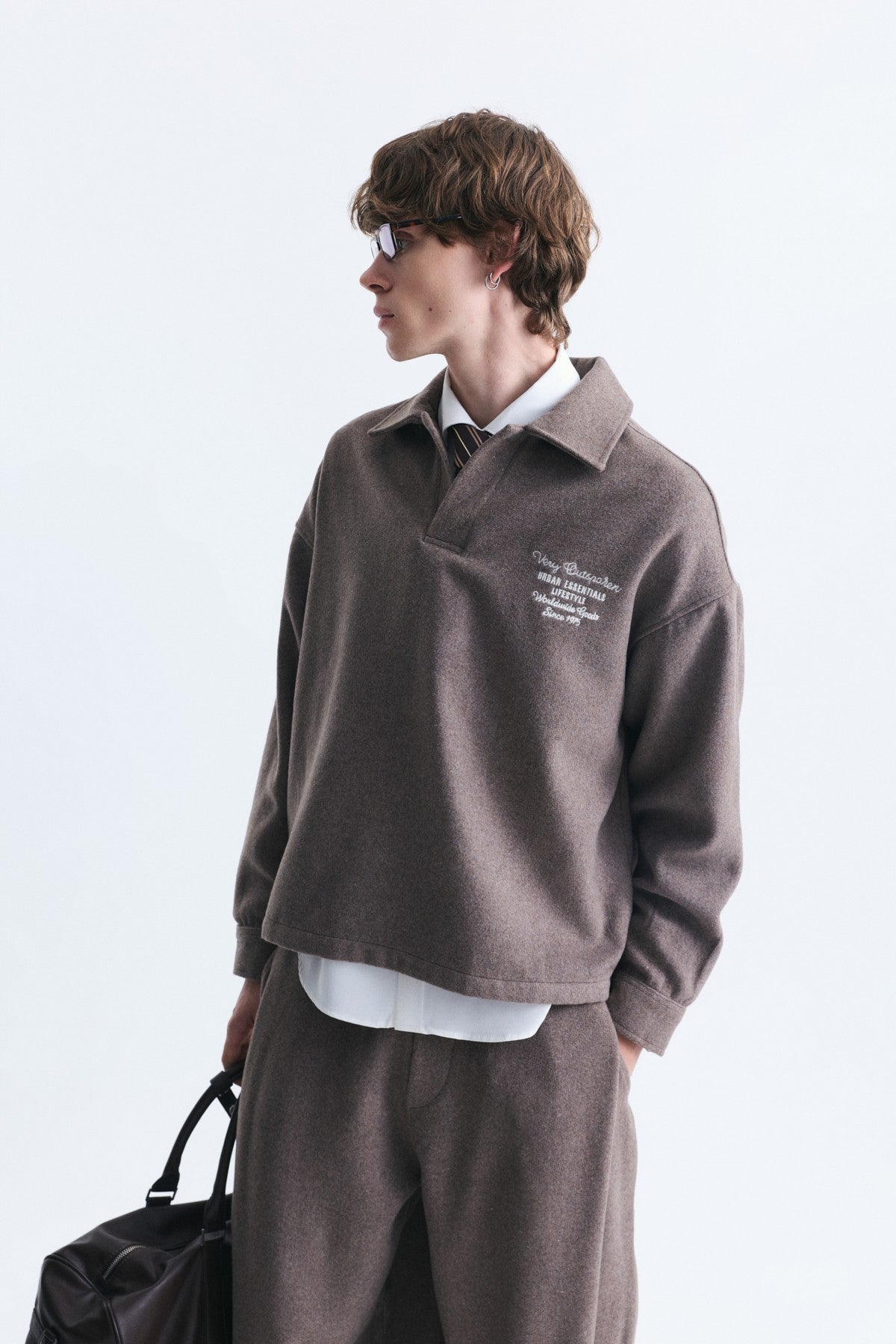 Boxy Fit Polo-Neck Sweatshirt