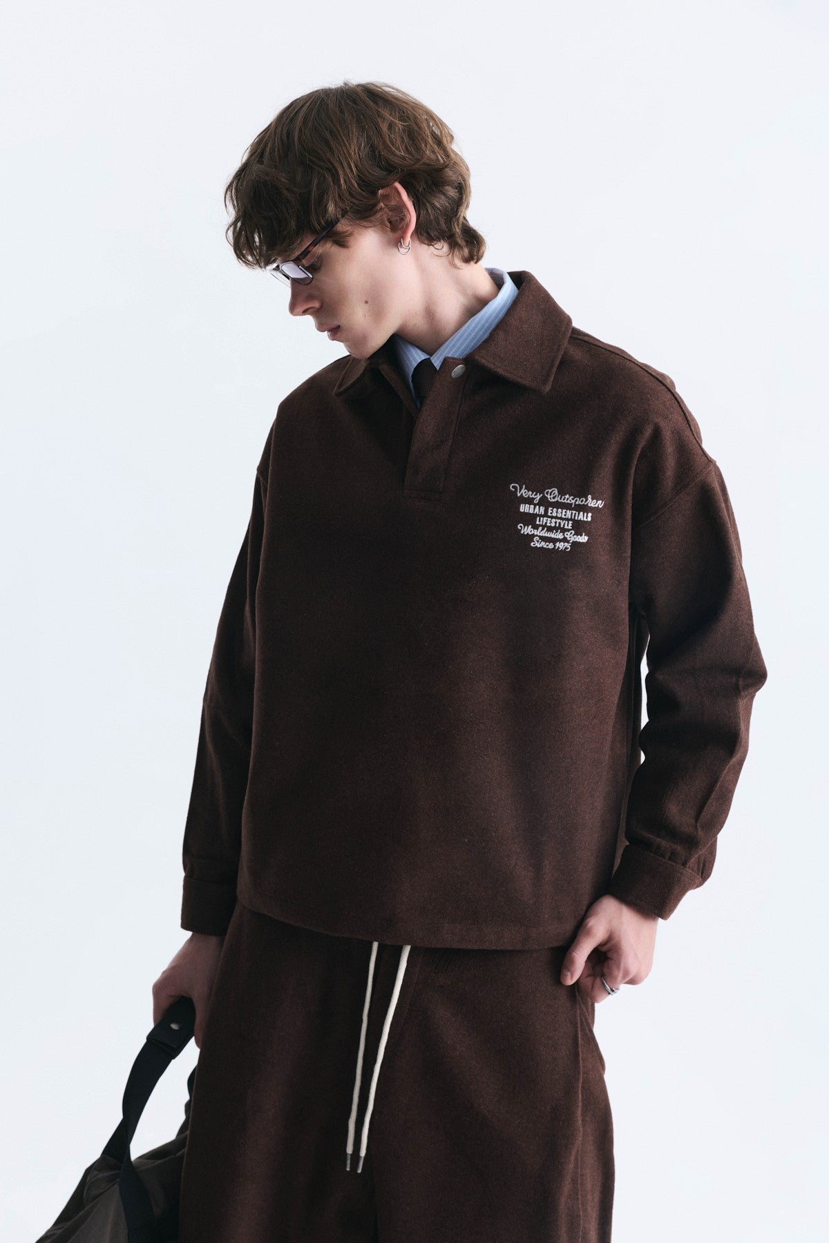 Boxy Fit Polo-Neck Sweatshirt