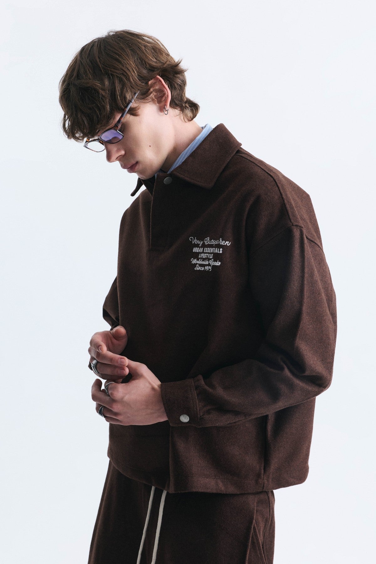 Boxy Fit Polo-Neck Sweatshirt
