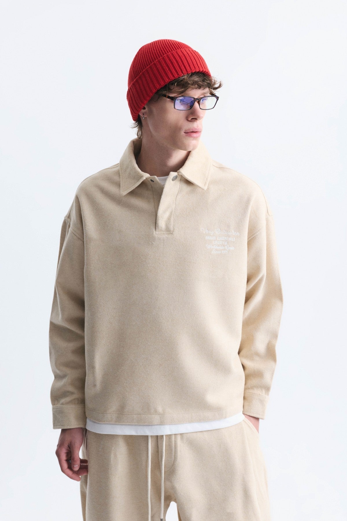 Boxy Fit Polo-Neck Sweatshirt