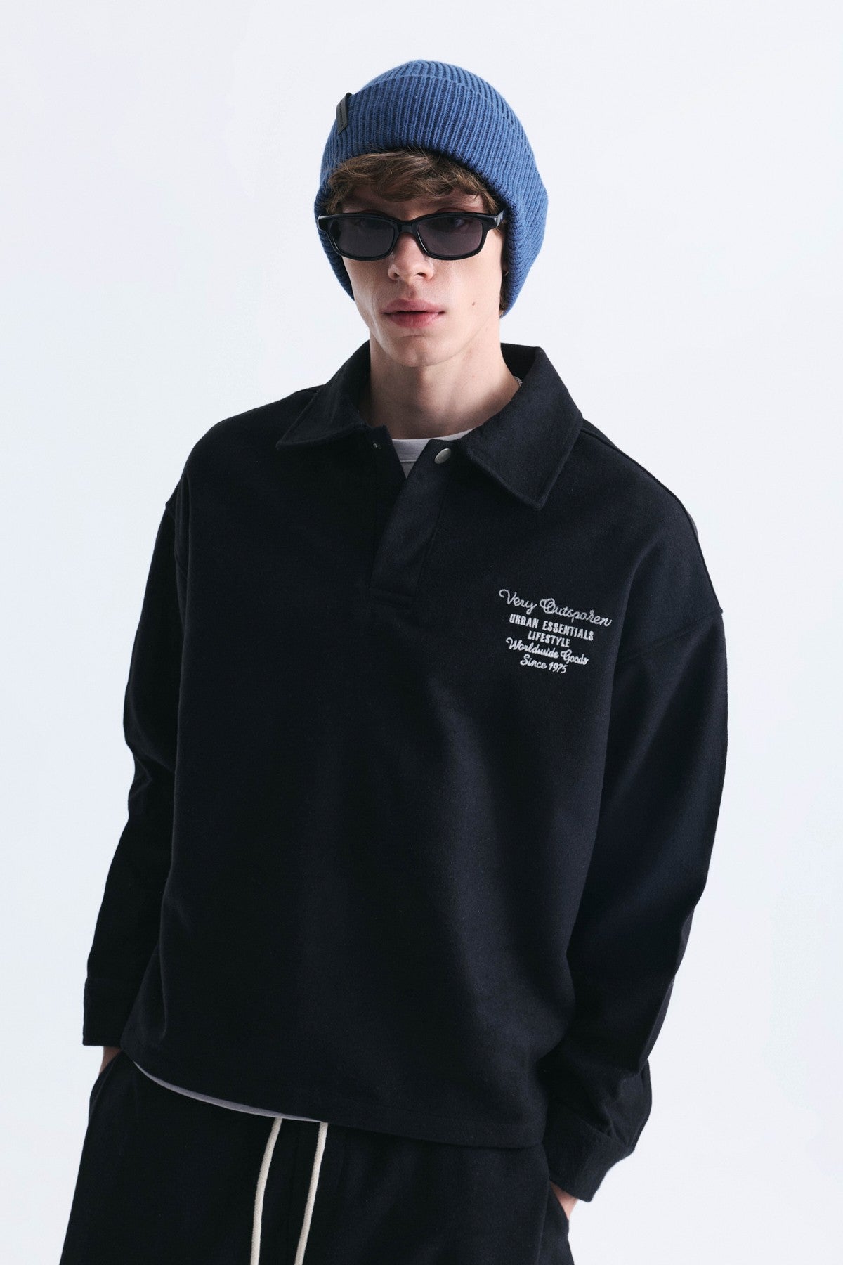 Boxy Fit Polo-Neck Sweatshirt