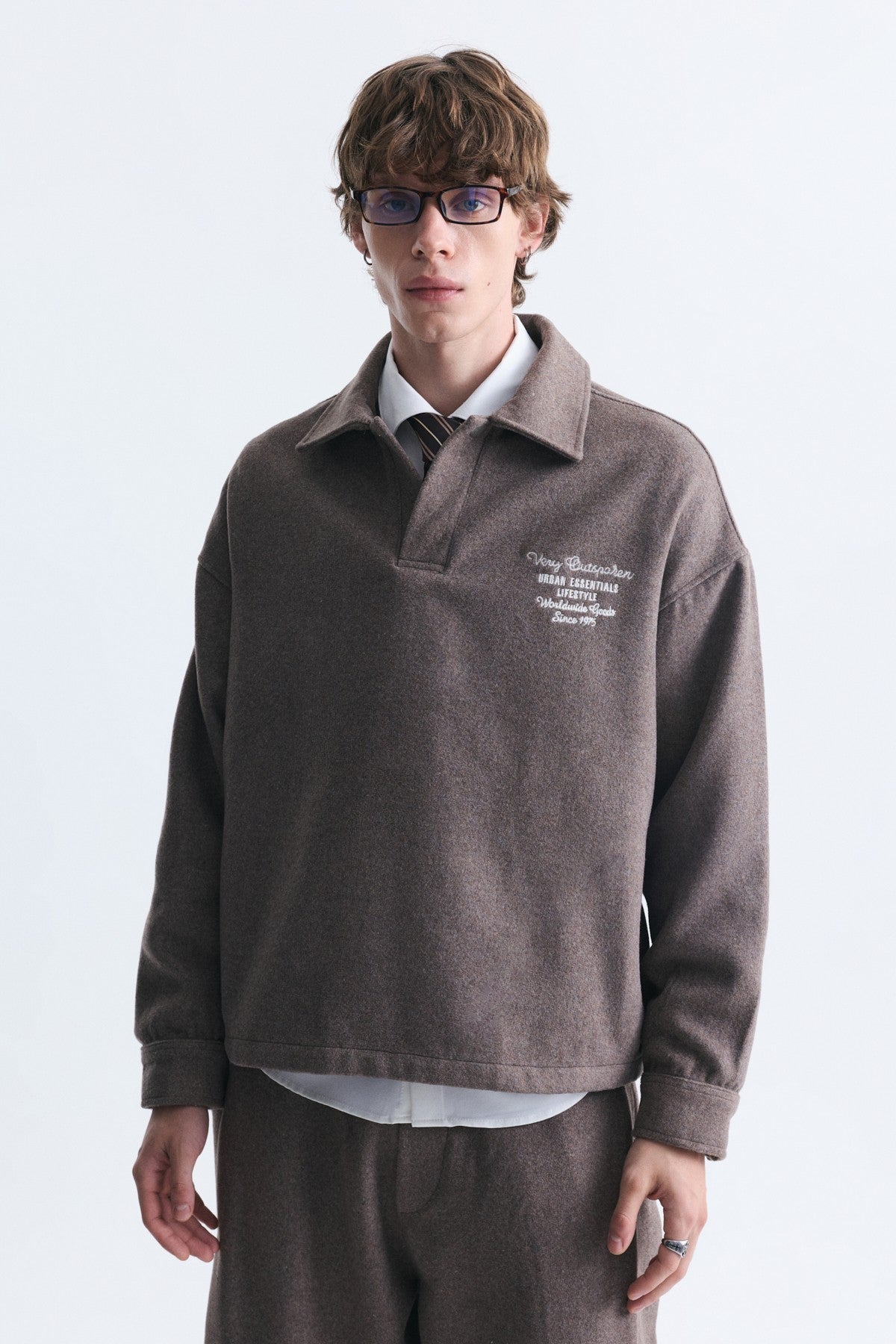 Boxy Fit Polo-Neck Sweatshirt