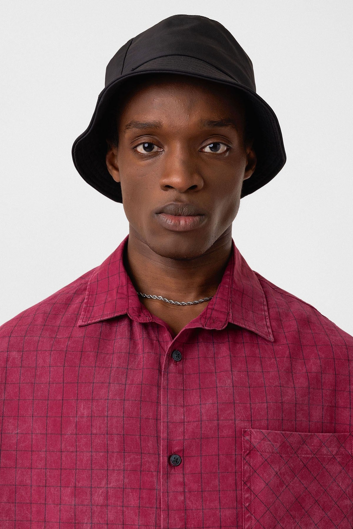 Oversized Short-Sleeve Checkered Shirt with Pockets