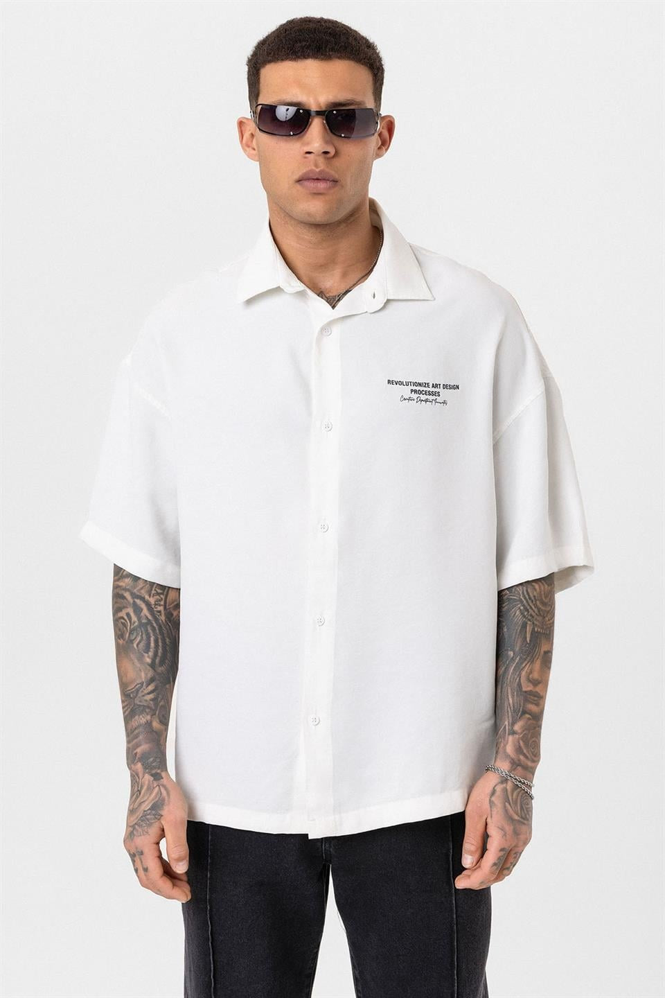Oversized Short-Sleeve Printed T-Shirt with a Washed Look