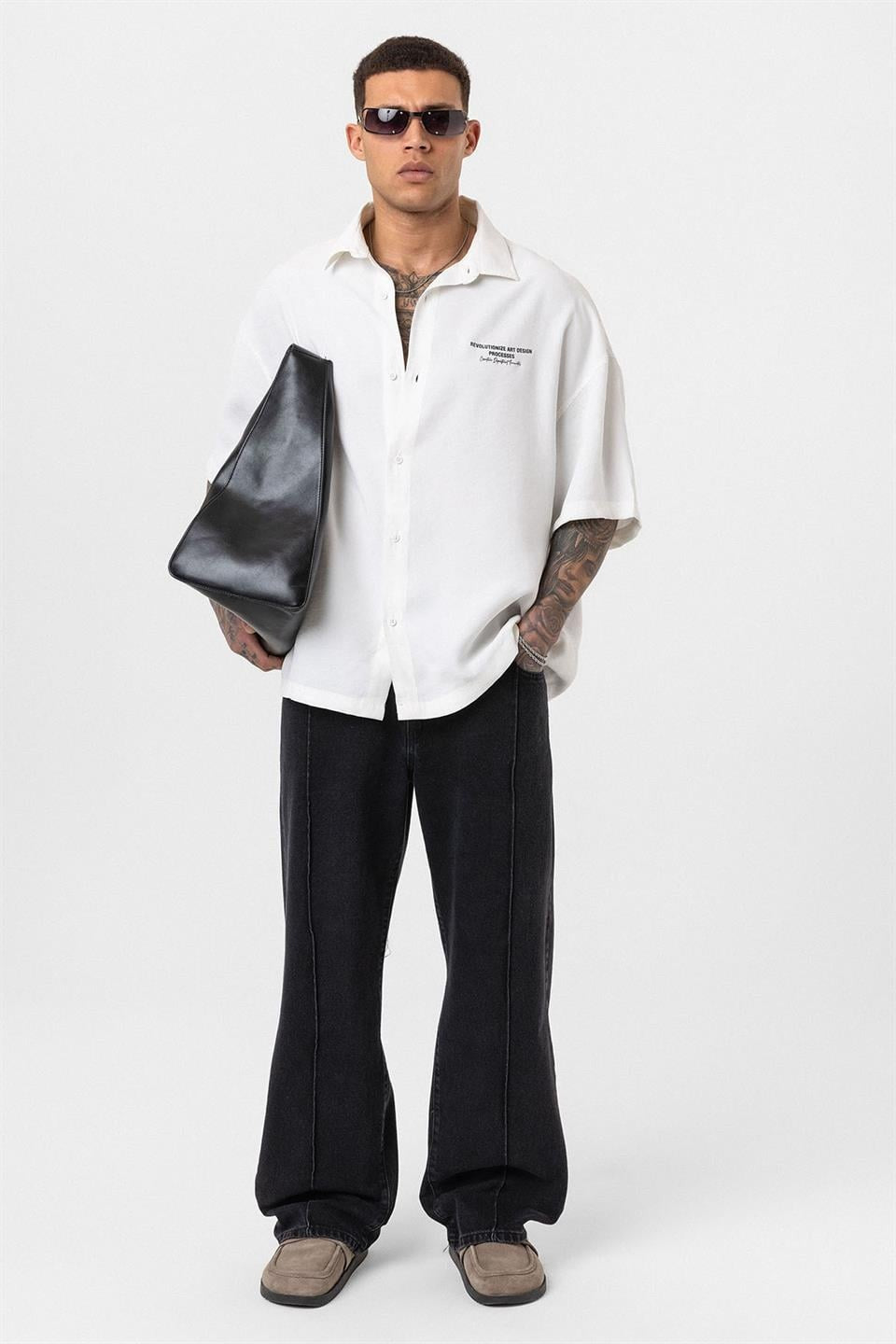 Oversized Short-Sleeve Printed T-Shirt with a Washed Look