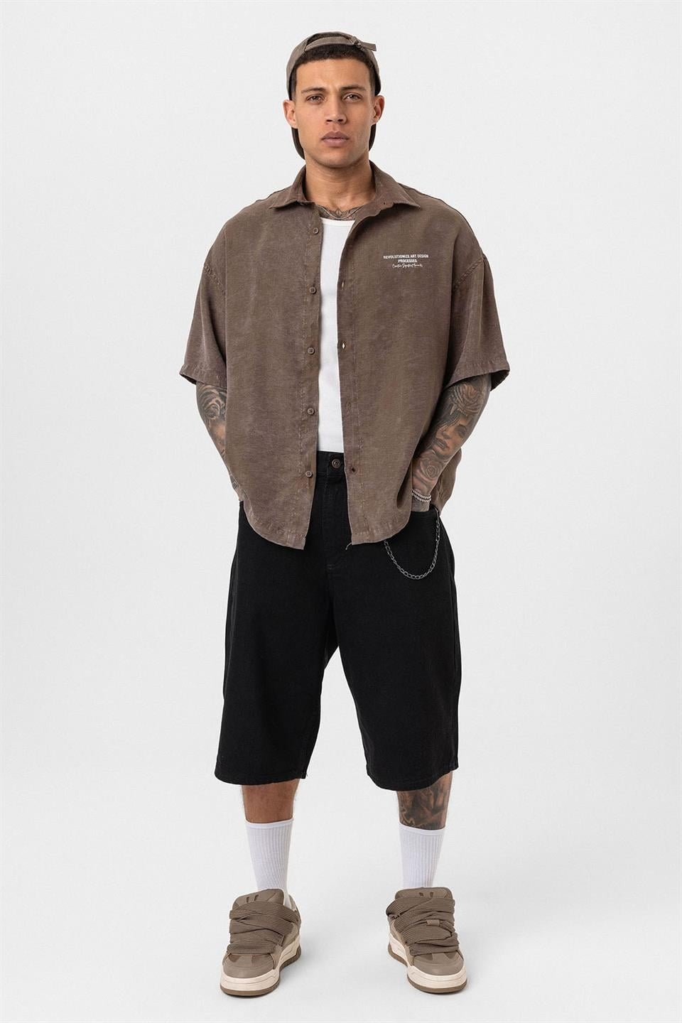 Oversized Short-Sleeve Printed T-Shirt with a Washed Look