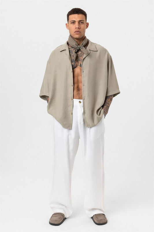 Oversized Short-Sleeve Shirt (Machine Washable)