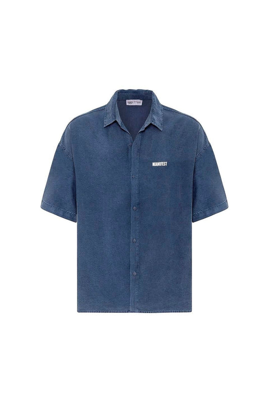 Oversized Printed Short-Sleeve Shirt (Washed)