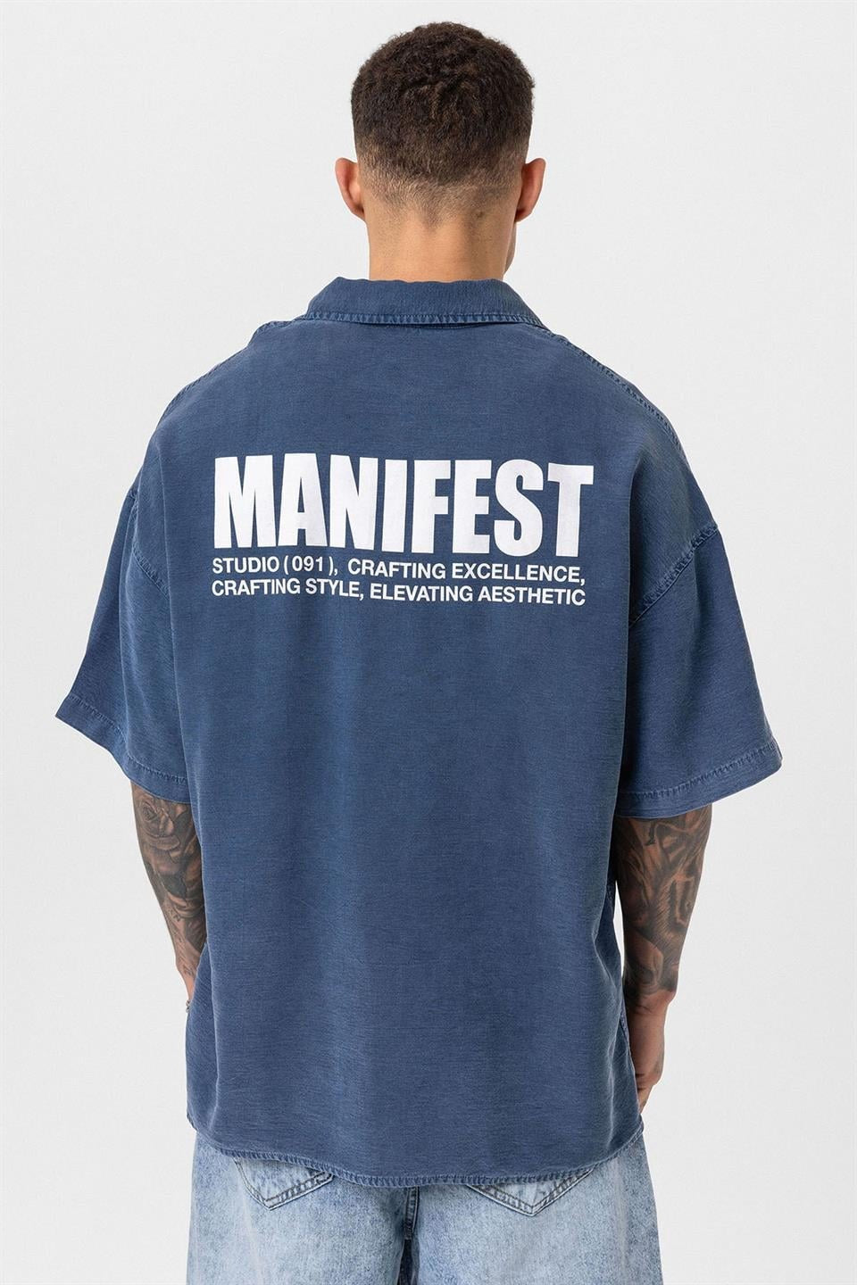 Oversized Printed Short-Sleeve Shirt (Washed)