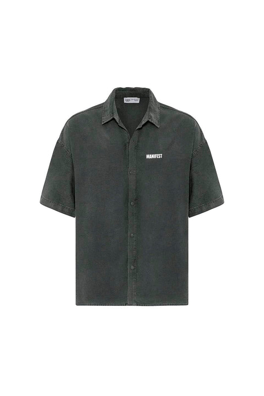 Oversized Printed Short-Sleeve Shirt (Washed)