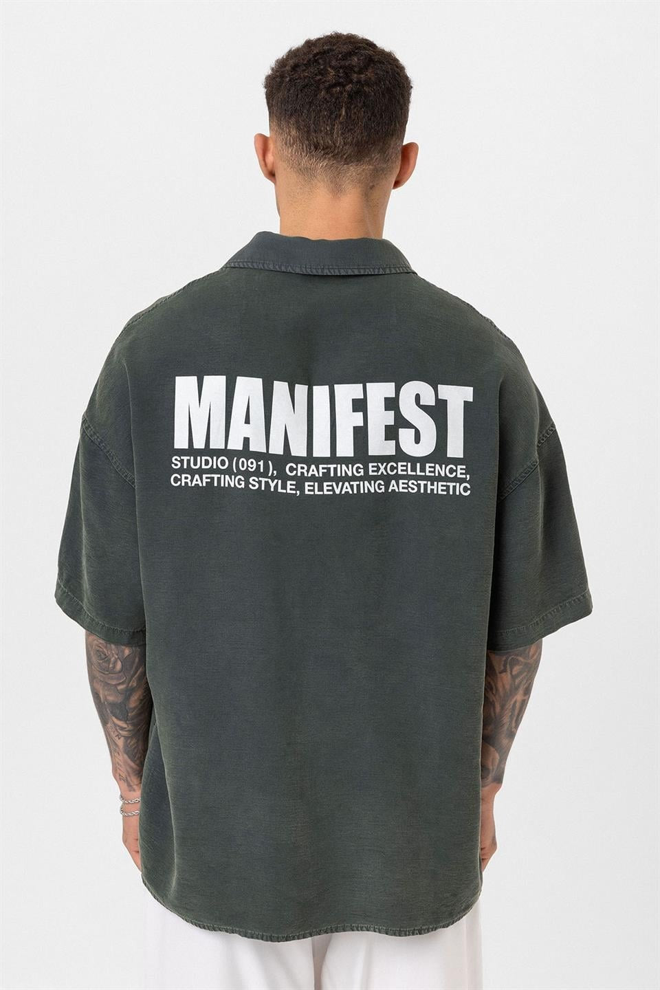 Oversized Printed Short-Sleeve Shirt (Washed)