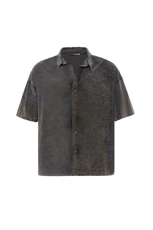 Oversized Short-Sleeve Tensel Shirt with a Washed Look