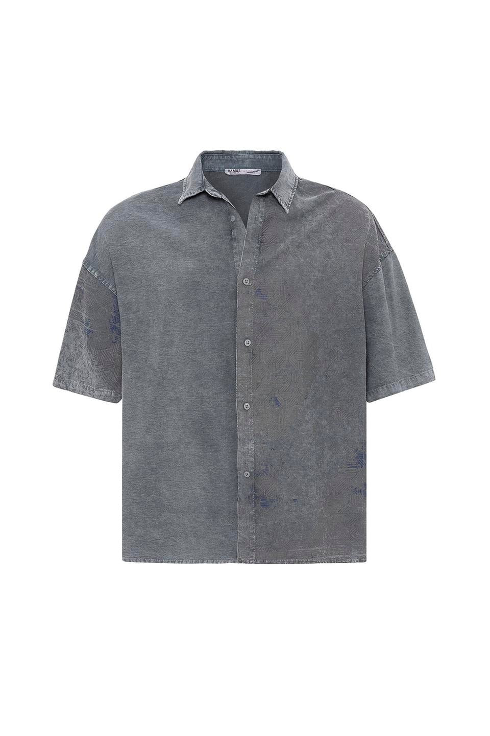 Oversized Short-Sleeve Tensel Shirt with a Washed Look