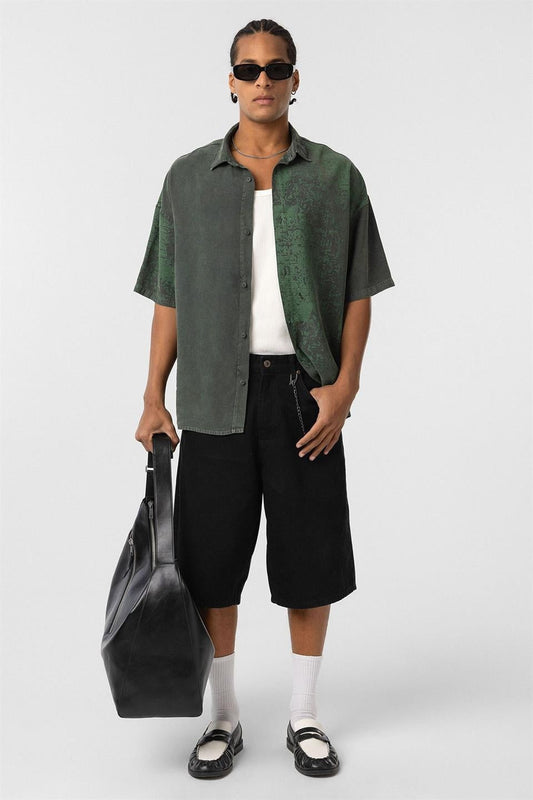 Oversized Short-Sleeve Tensel Shirt with a Washed Look