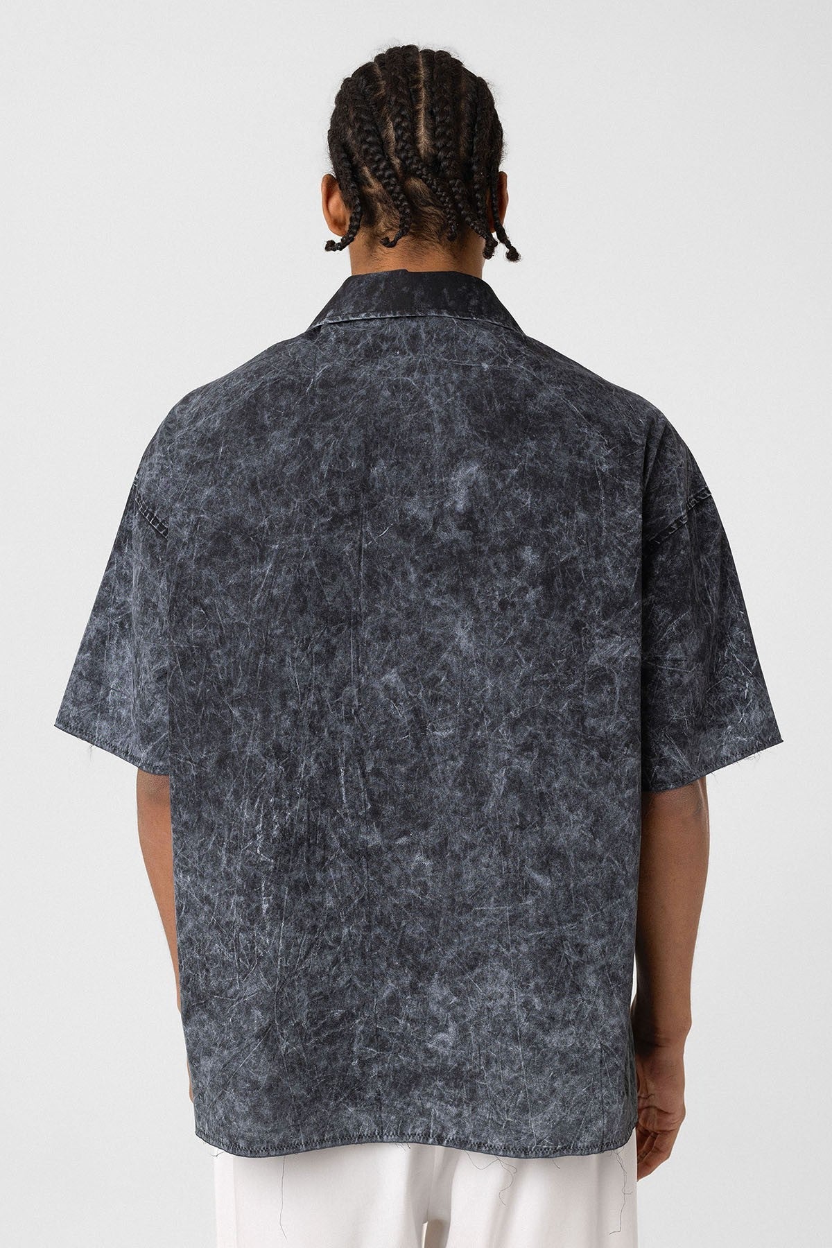 Oversized Short-Sleeve Shirt with Washed-Out Print