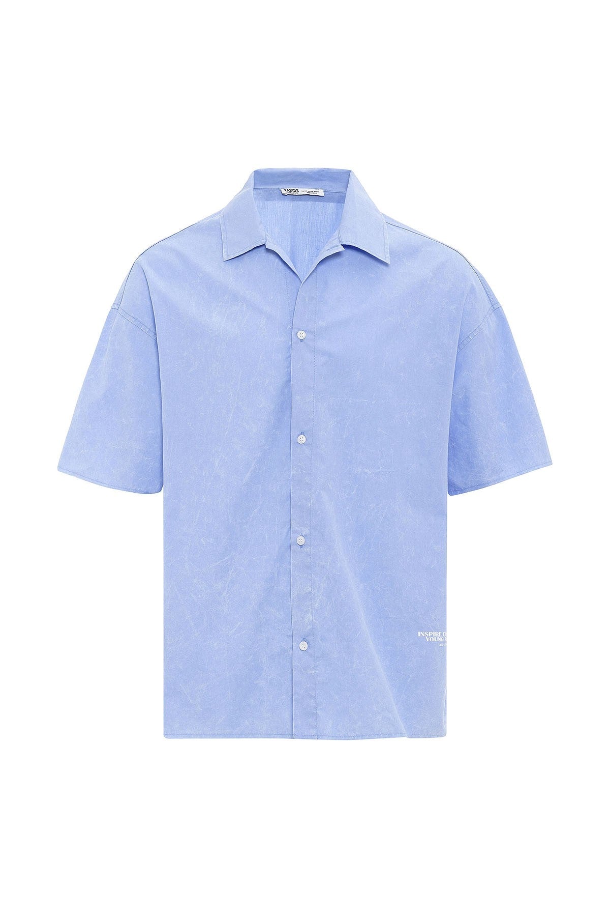 Oversized Short-Sleeve Shirt with Washed-Out Print