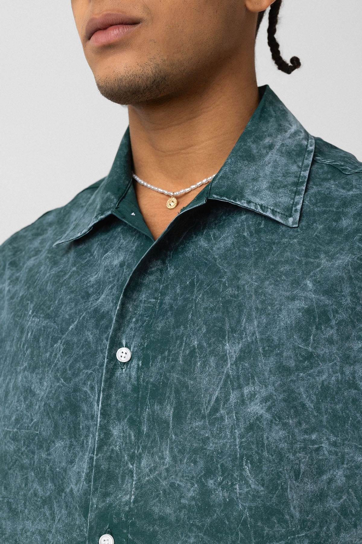 Oversized Short-Sleeve Shirt with Washed-Out Print