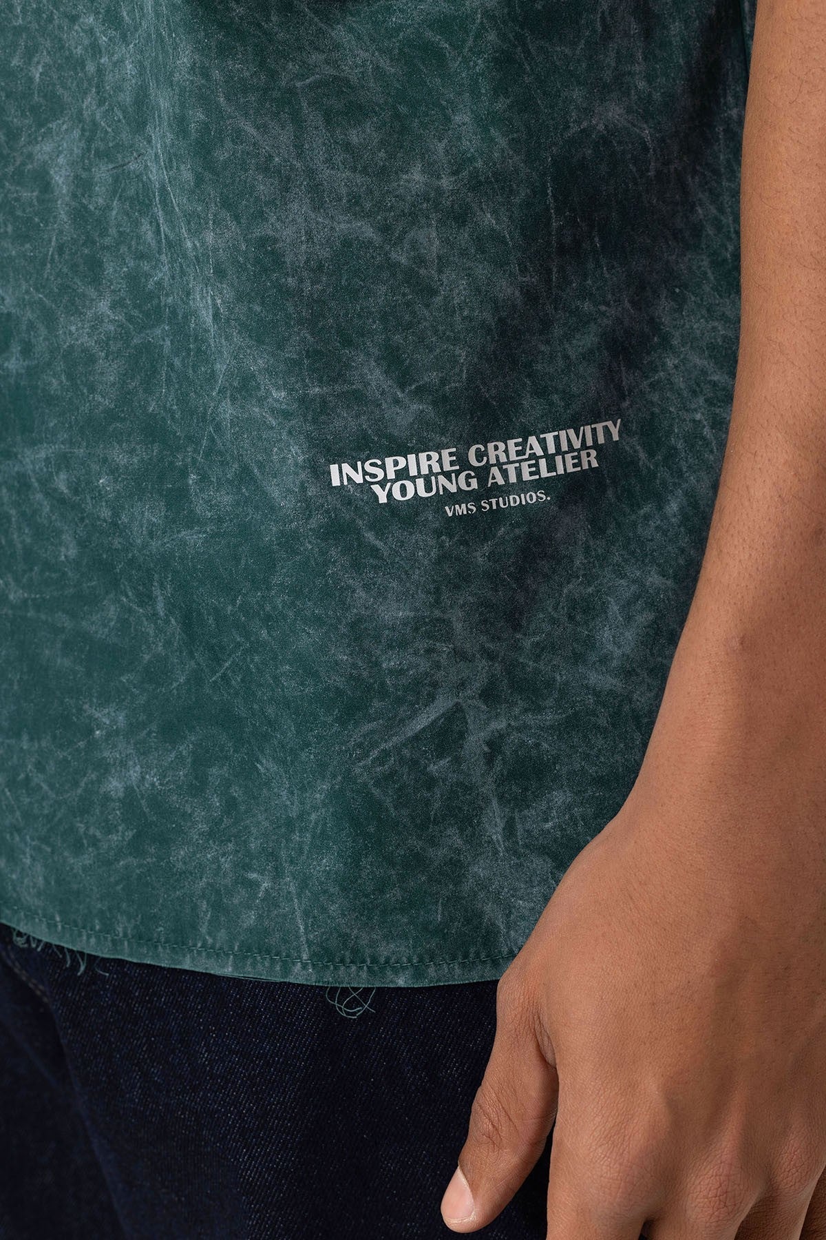 Oversized Short-Sleeve Shirt with Washed-Out Print