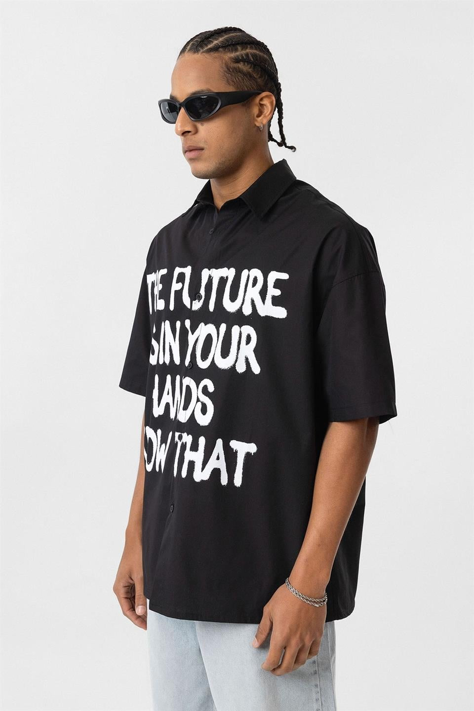 Pre-Printed 100% Cotton Poplin Oversized Shirt