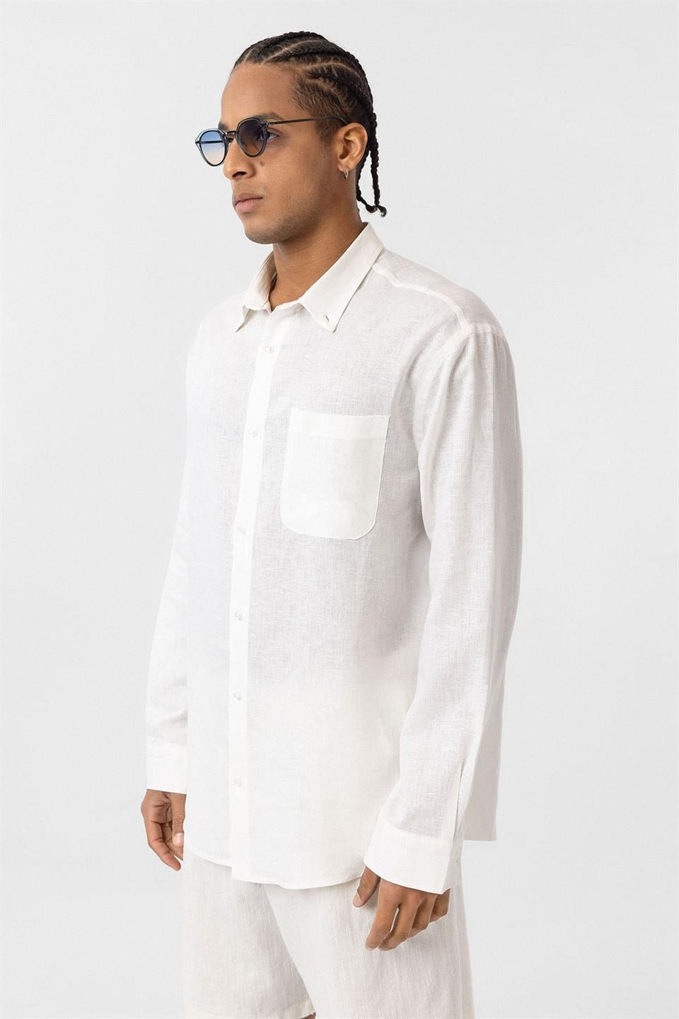 Oversized Long-Sleeve Shirt with Pocket Details
