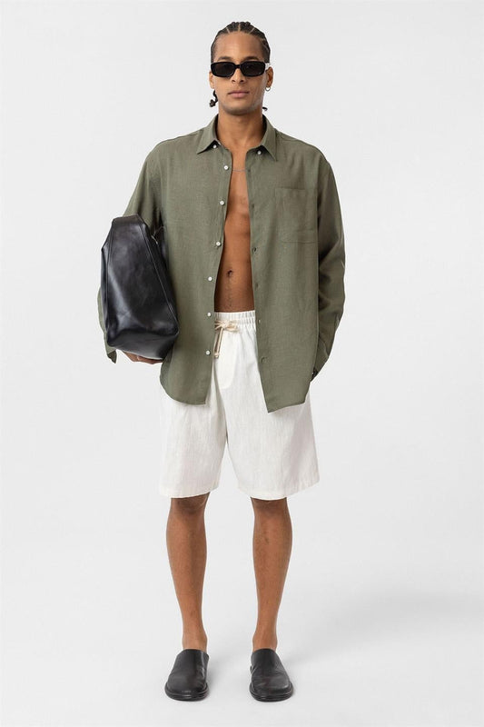 Oversized Long-Sleeve Shirt with Pocket Details