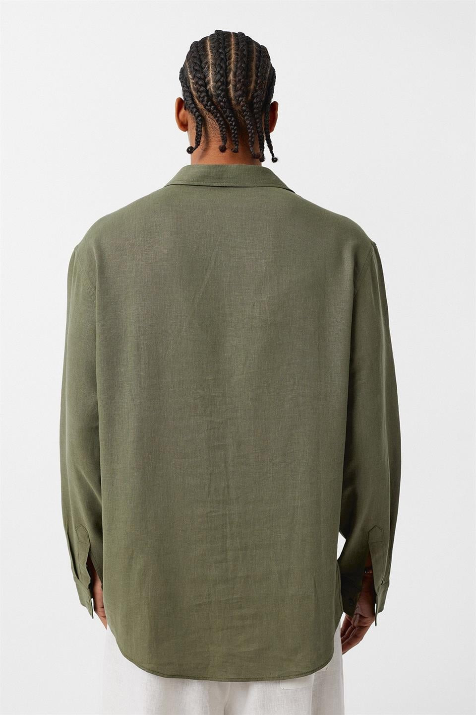 Basic Oversized Long-Sleeved Linen Shirt