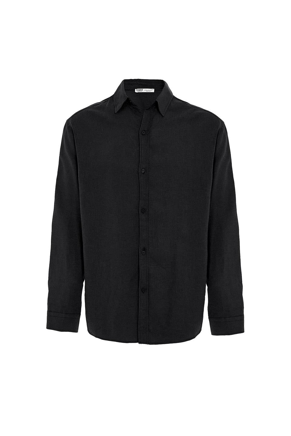Basic Oversized Long-Sleeved Linen Shirt