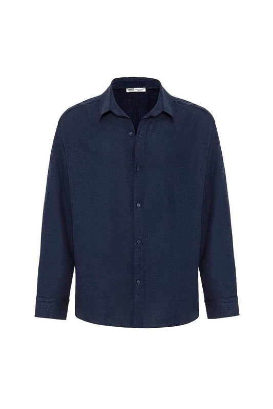 Basic Oversized Long-Sleeved Linen Shirt