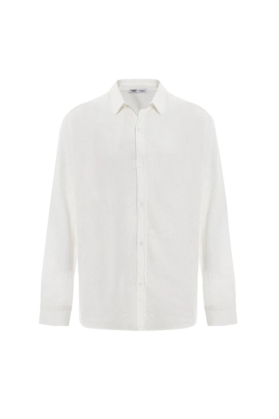 Basic Oversized Long-Sleeved Linen Shirt