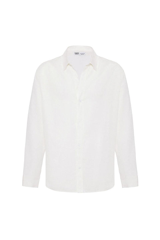 Basic Oversized Long-Sleeved Linen Shirt