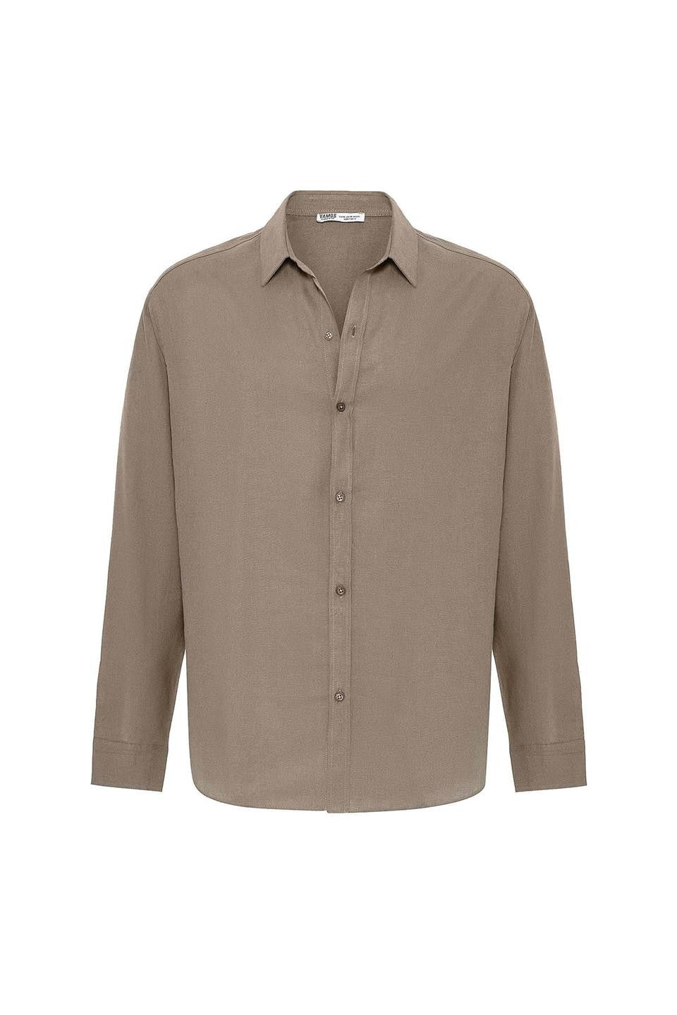 Basic Oversized Long-Sleeved Linen Shirt