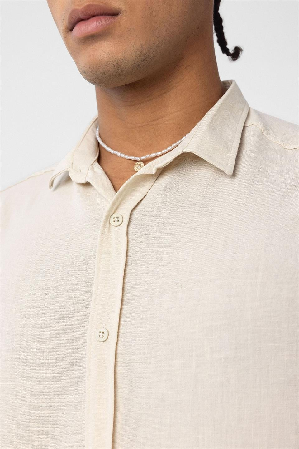 Basic Oversized Long-Sleeve Linen-Look Shirt