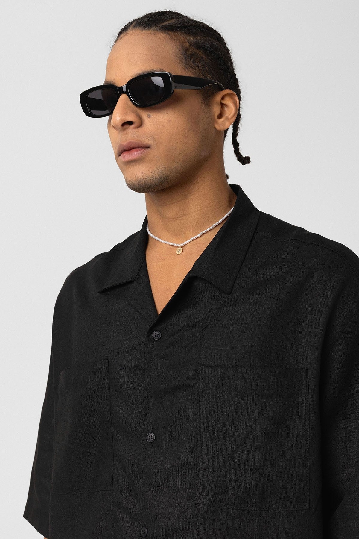Oversized Linen Shirt with Two Pockets