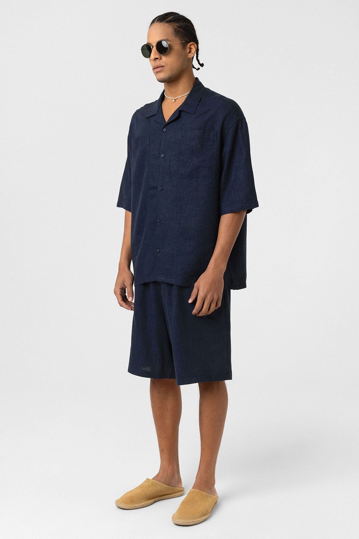 Oversized Linen Shirt with Two Pockets