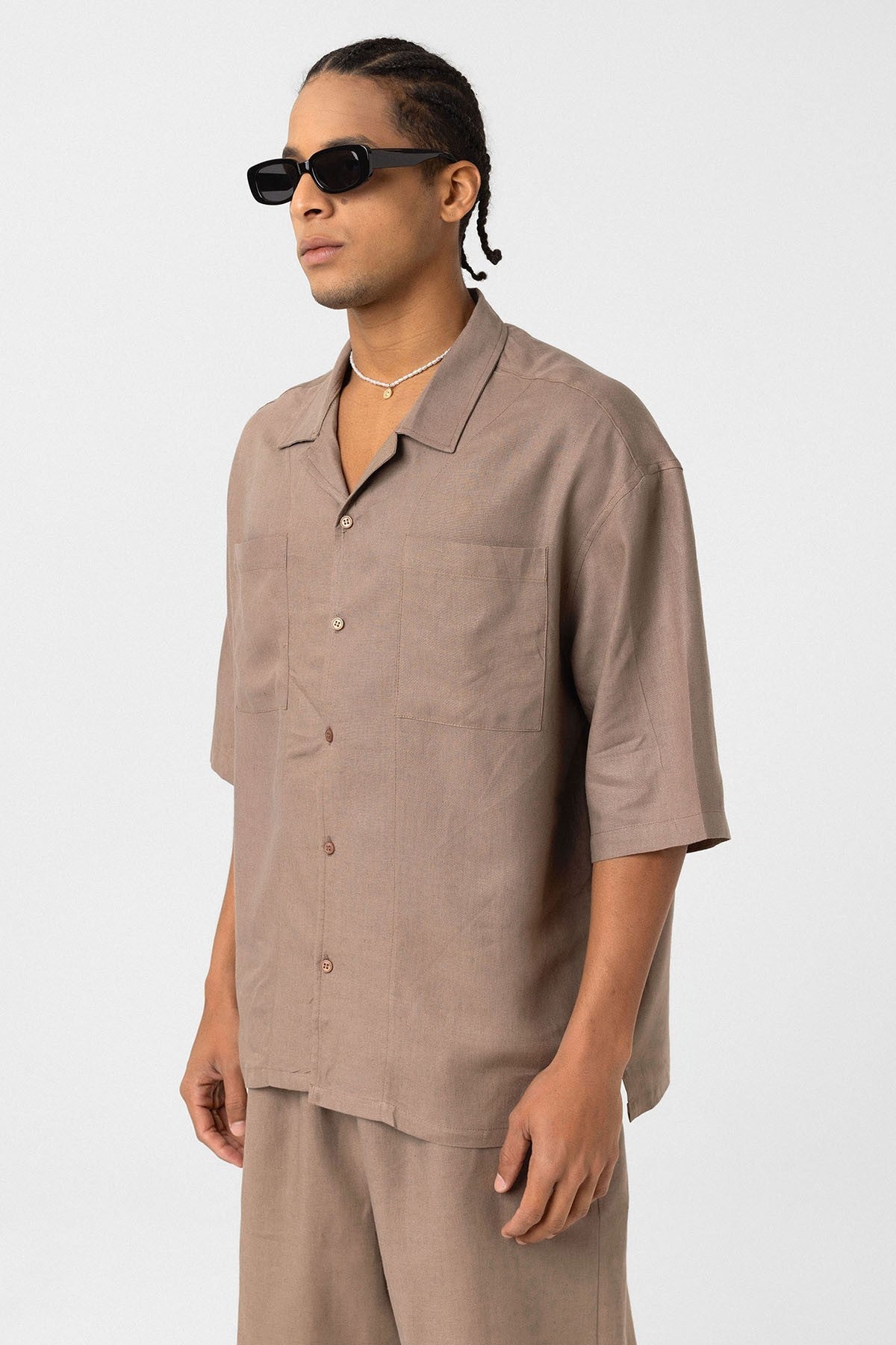 Oversized Linen Shirt with Two Pockets