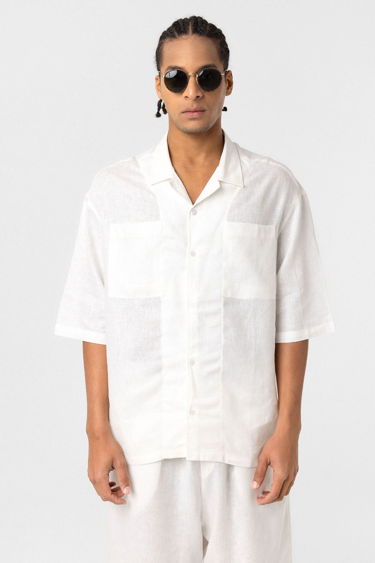 Oversized Linen Shirt with Two Pockets