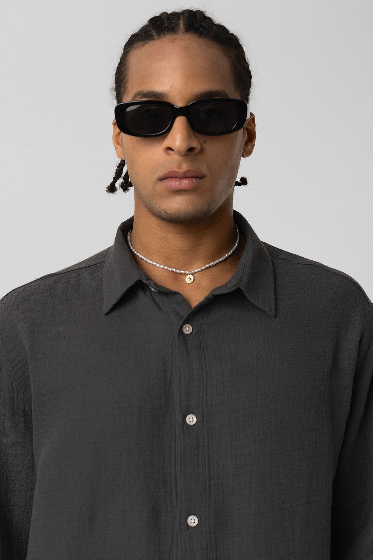 Oversized Long-Sleeve Muslin Shirt