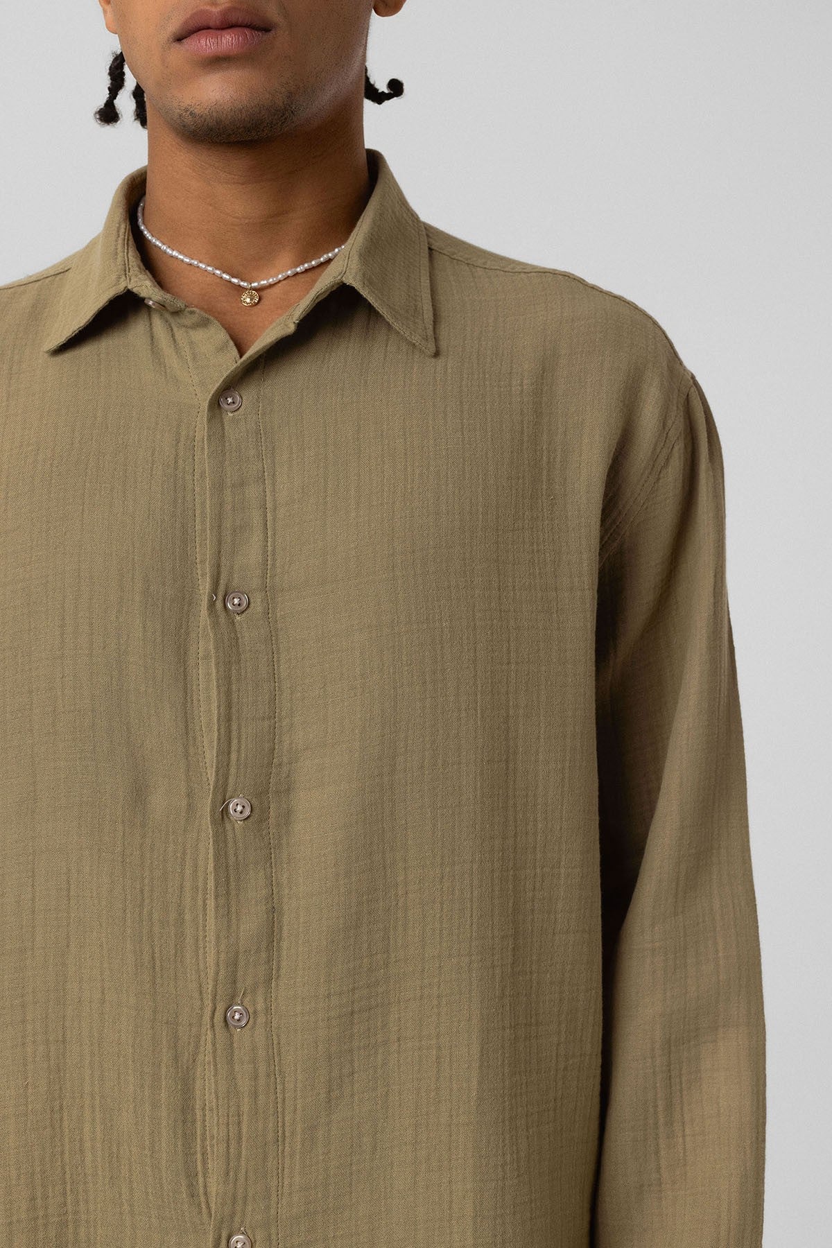 Oversized Long-Sleeve Muslin Shirt