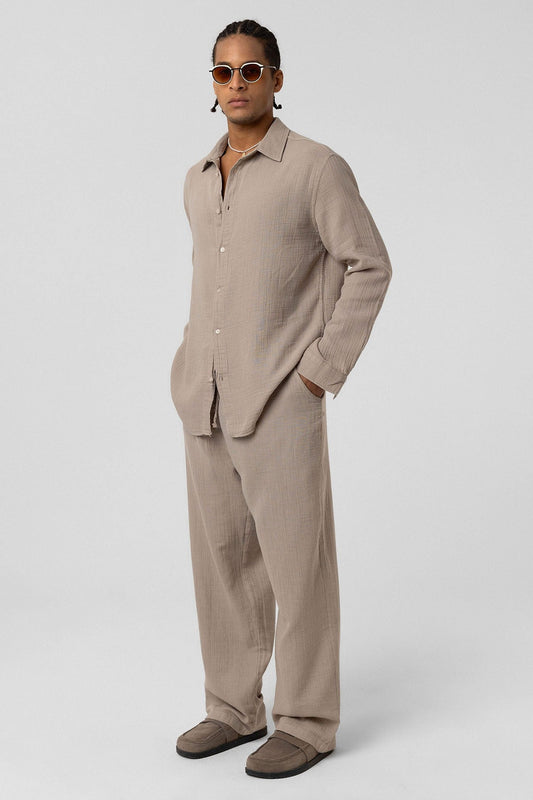 Oversized Long-Sleeve Muslin Shirt