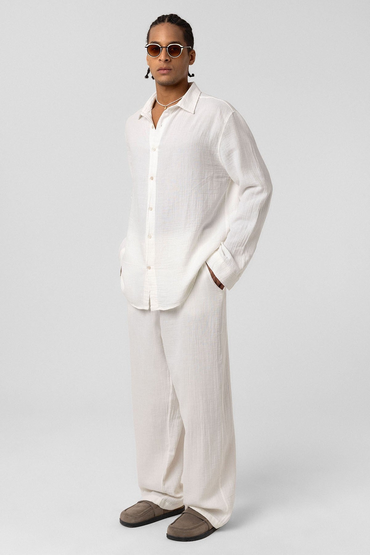 Oversized Long-Sleeve Muslin Shirt