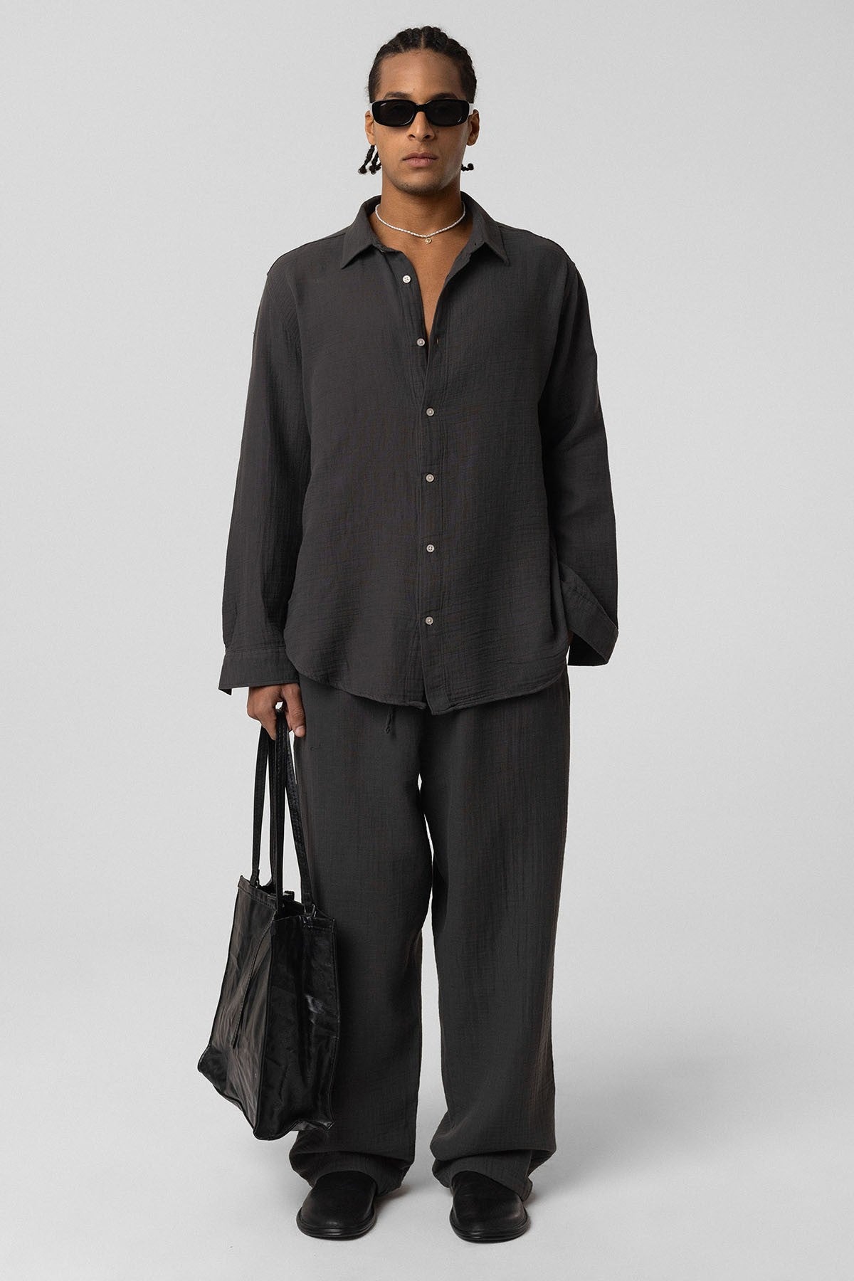 Oversized Long-Sleeve Muslin Shirt