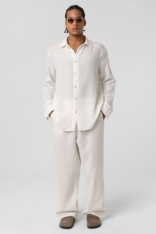 Oversized Long-Sleeve Muslin Shirt