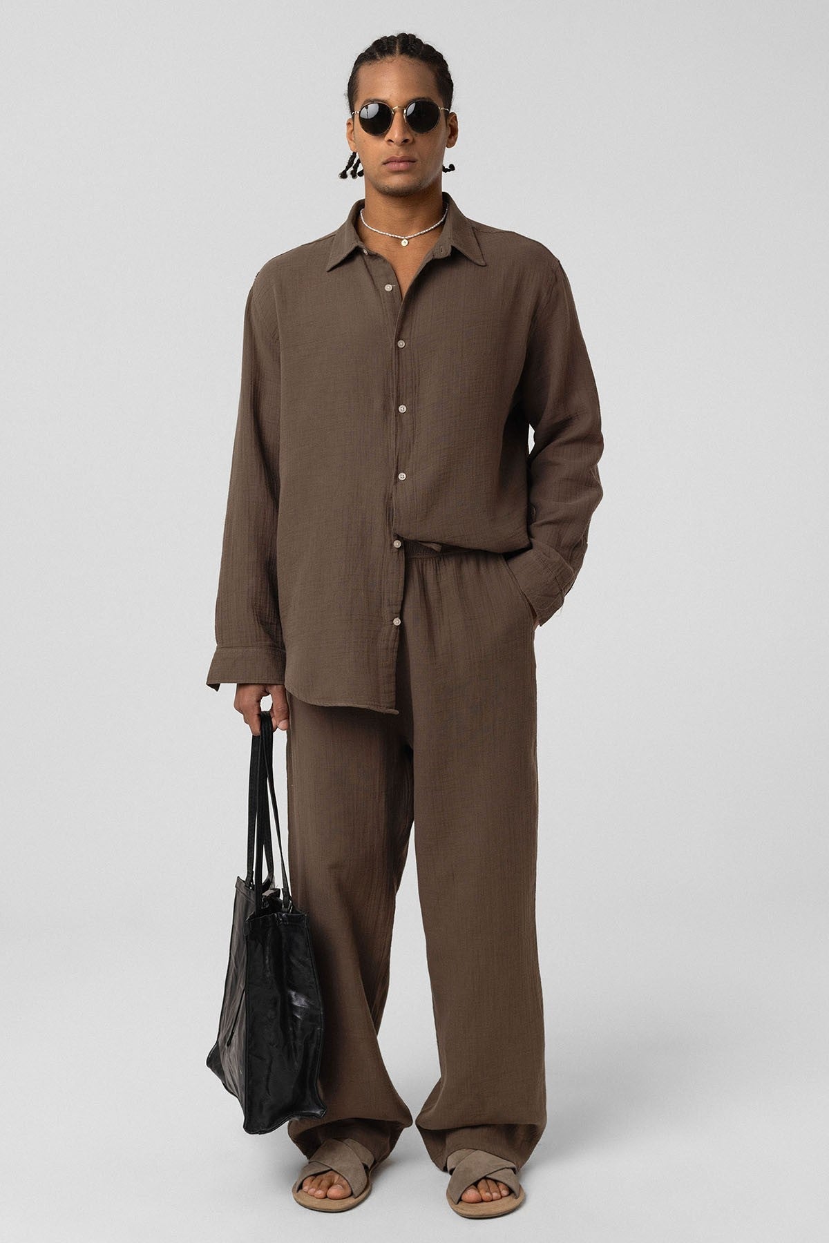Oversized Long-Sleeve Muslin Shirt