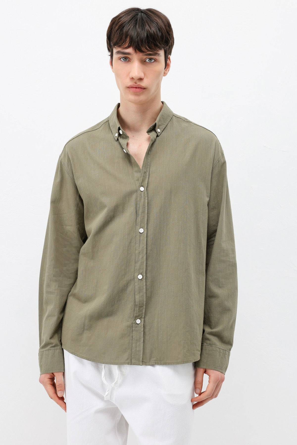 Basic Oversized Cotton-Linen Shirt